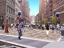 An artist's rendering of the redesigned Broad Street. Image courtesy of the BRA.